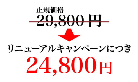 正規価格29,800円 → リニューアルキャンペーンにつき24,800円